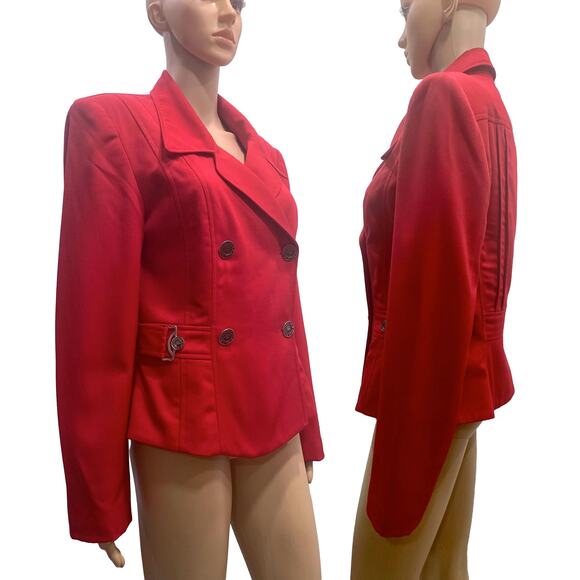 80s 90s Tailored Red Wool Blazer | MOD Jacket | S - Picture 4 of 9